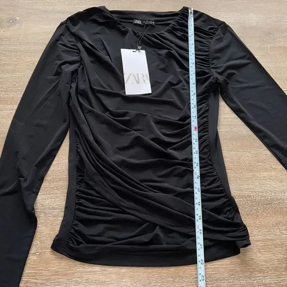Zara Rushed Top Black Size M - Picture 7 of 7